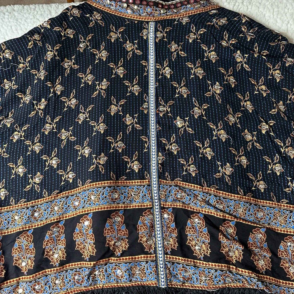 Free People Embroidered Dark Blue Jacket with Floral Accents - Picture 2 of 7